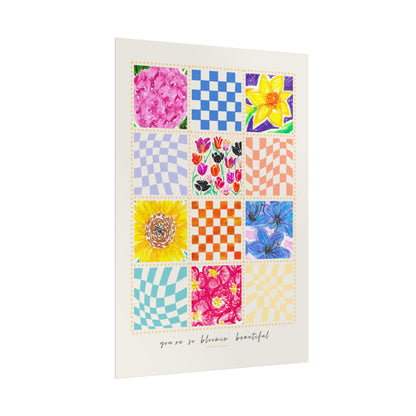 Floral Patchwork  Poster | "You Are So Blooming Beautiful"