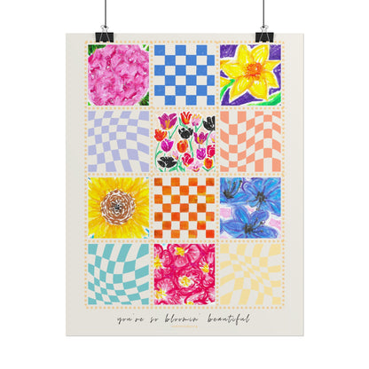 Floral Patchwork  Poster | "You Are So Blooming Beautiful"