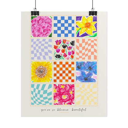Floral Patchwork  Poster | "You Are So Blooming Beautiful"