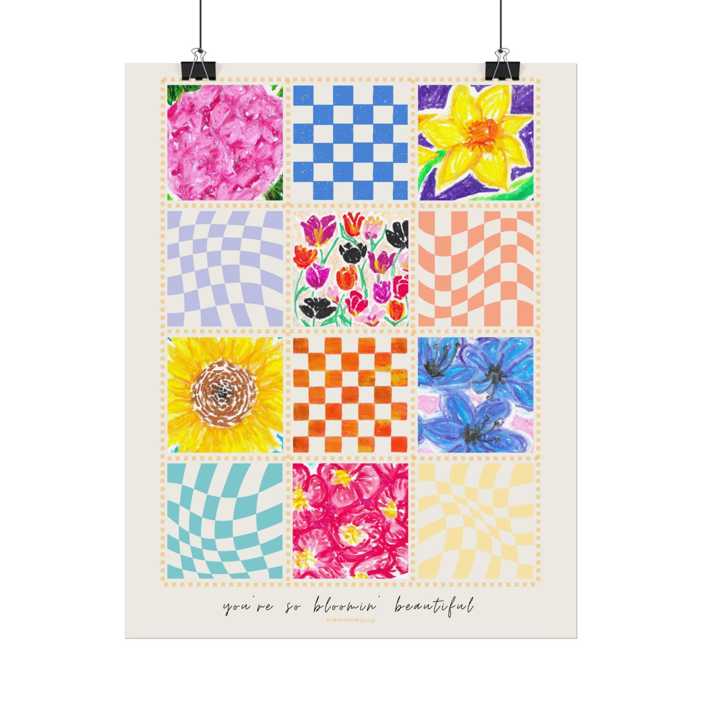 Floral Patchwork  Poster | "You Are So Blooming Beautiful"