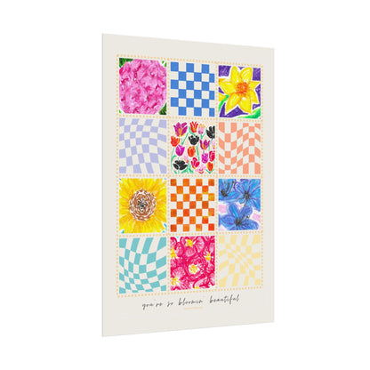 Floral Patchwork  Poster | "You Are So Blooming Beautiful"